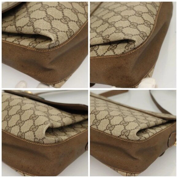 GUCCI GG Supreme Web Sherry Line Bag PVC Beige Gold 904 02 08 Auth 129908 - Picture 14 of 16